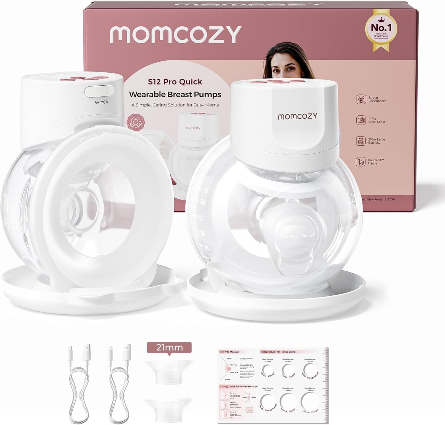 Momcozy Wearable Double Electric Breast Pump for S12 Pro Quick - Case of 16 - Image 1