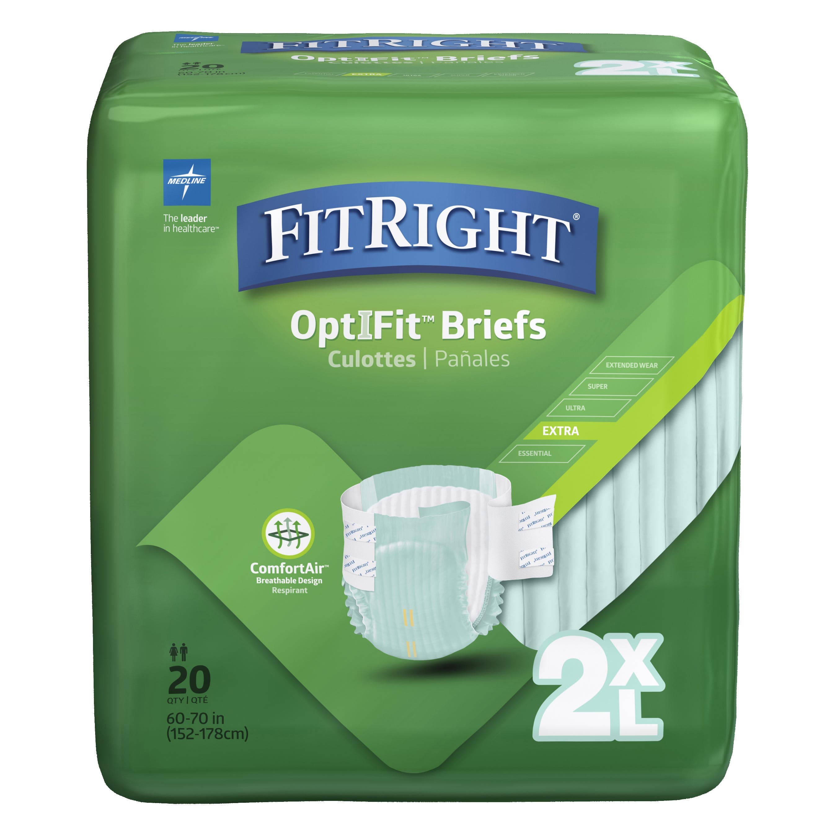 FitRight OptiFit Extra Incontinence Briefs, 2XLarge - Bag of 20 - Image 1