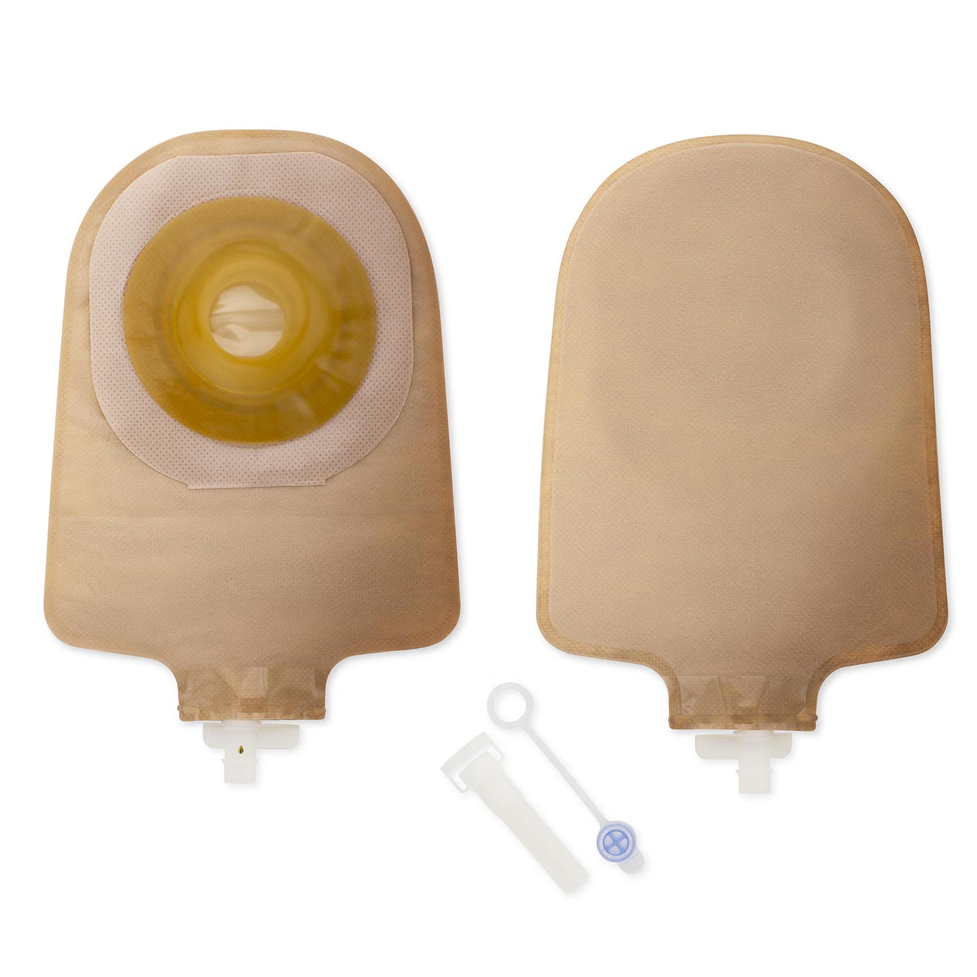 Premier 1-Piece Urostomy Pouch with Convex Flextend Barrier with Tape, Beige, 1 Inch - Box of 5 - Image 1
