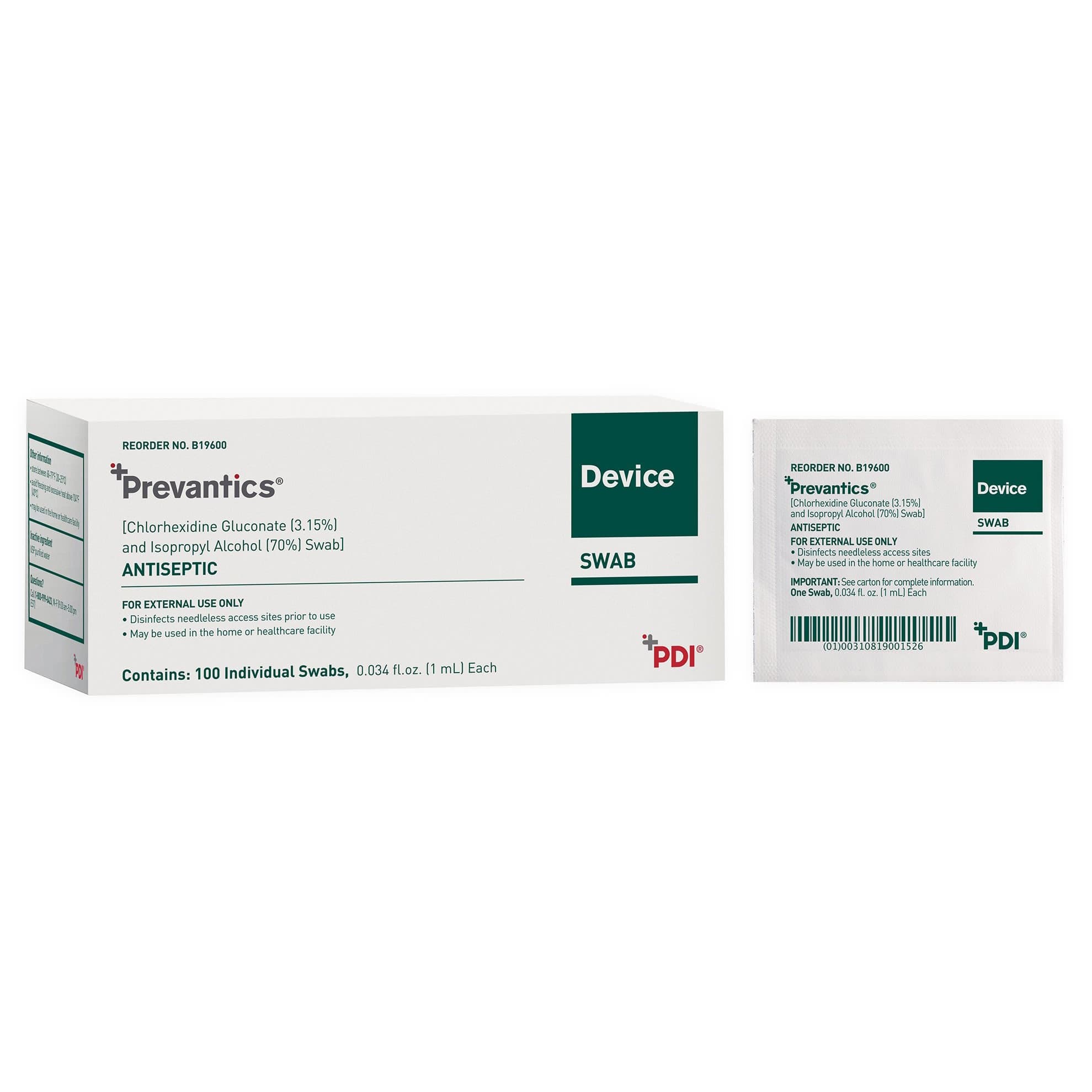 Prevantics Chlorhexidine Gluconate Device Swab - Box of 16 - Image 1