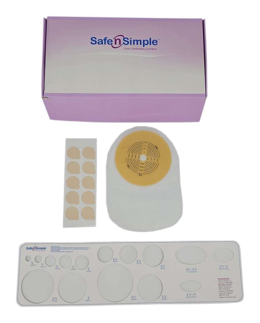 Safe n' Simple 1 Piece Ostomy Pouch, 8 Inch, 1/2 to 2-1/2 Inch Stoma - Case of 240 - Image 1