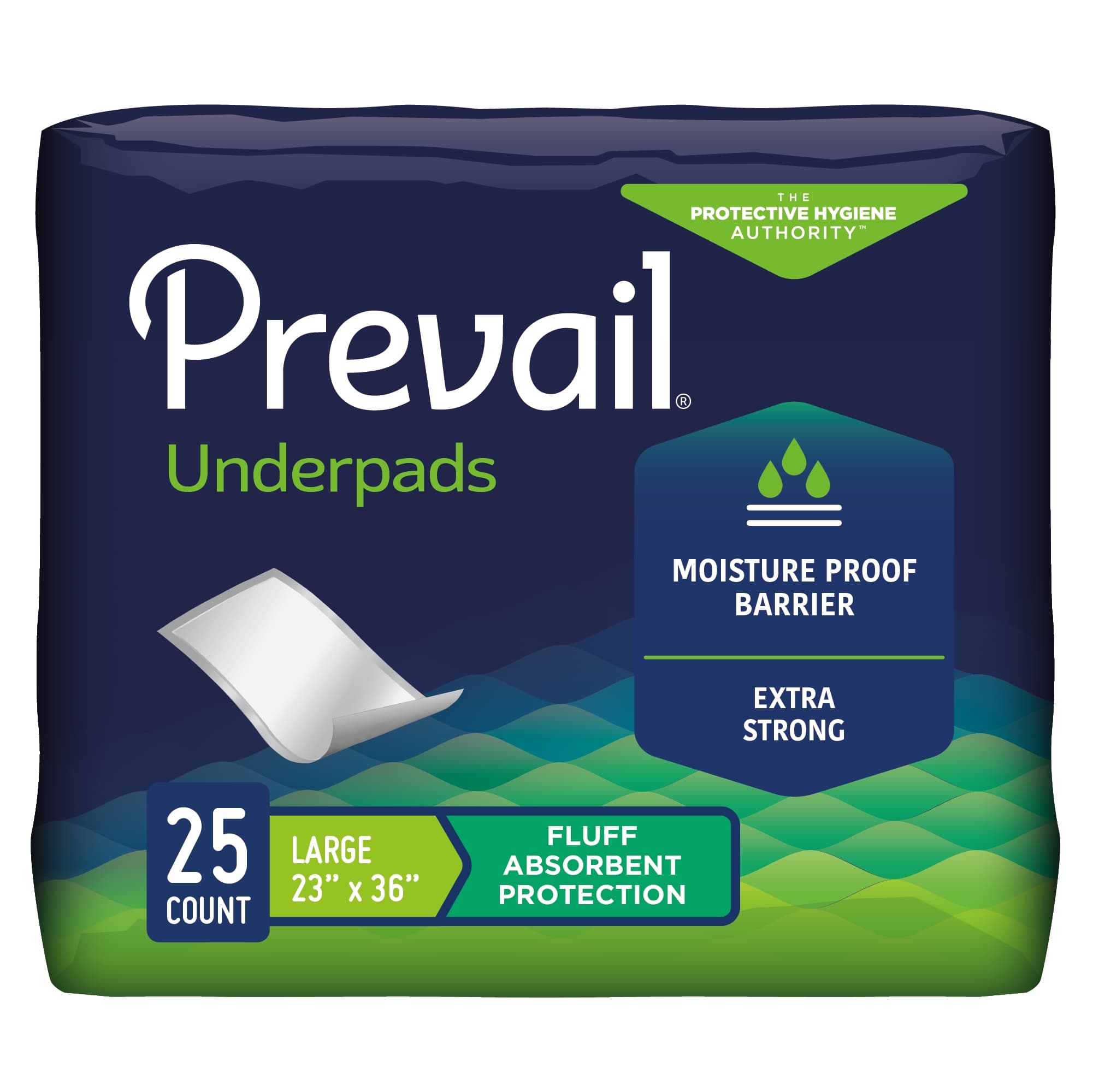 Prevail Fluff Absorbent Underpads, 23 x 36 Inch - Package of 25 - Image 1