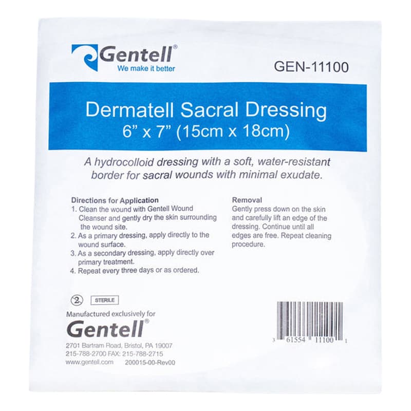 Gentell Dermatell Hydrocolloid Sacral Dressing, 6 x 7 Inch - Each - Image 1