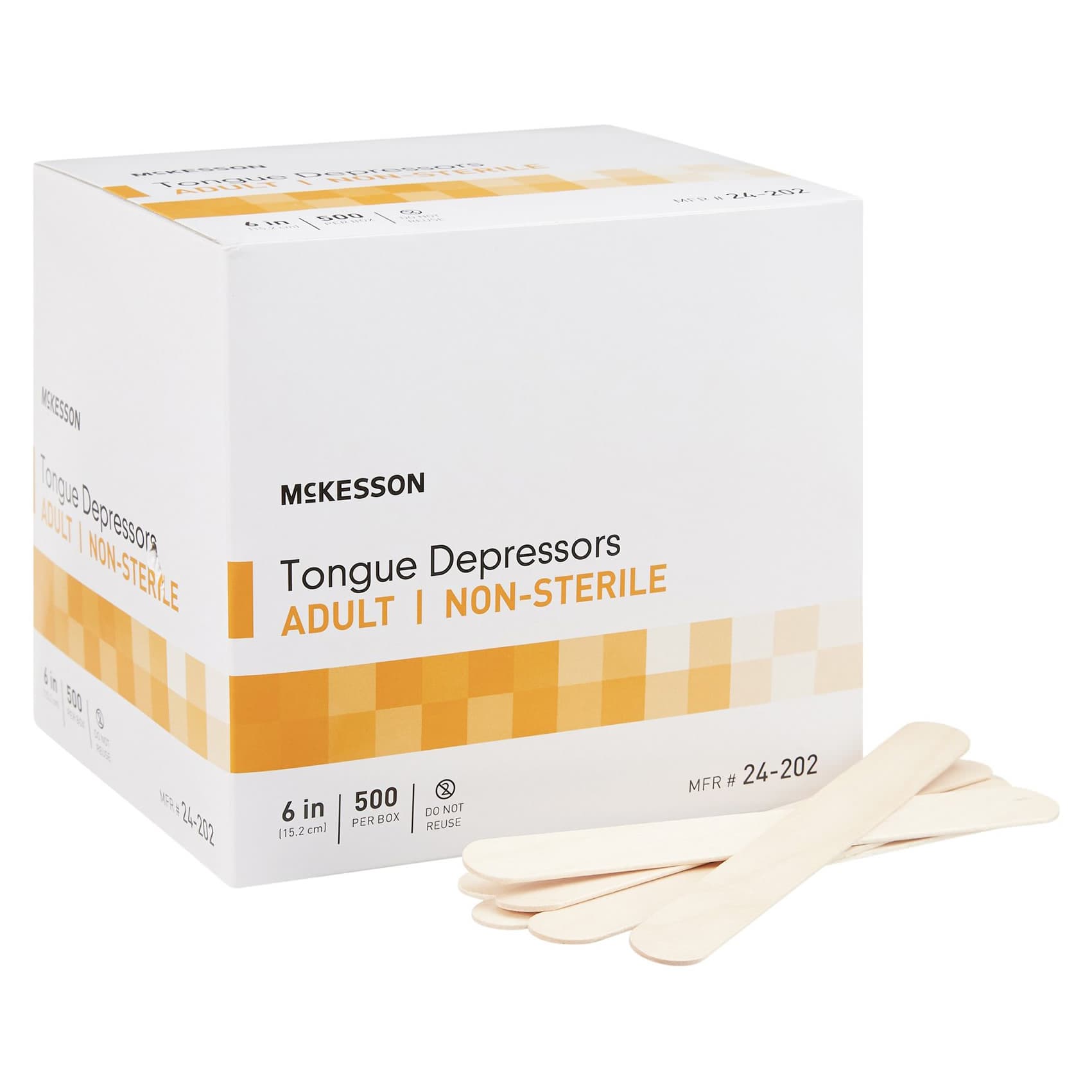 McKesson Adult Non Sterile Unflavored Tongue Depressors, 6 Inch - Box of 500 - Image 1