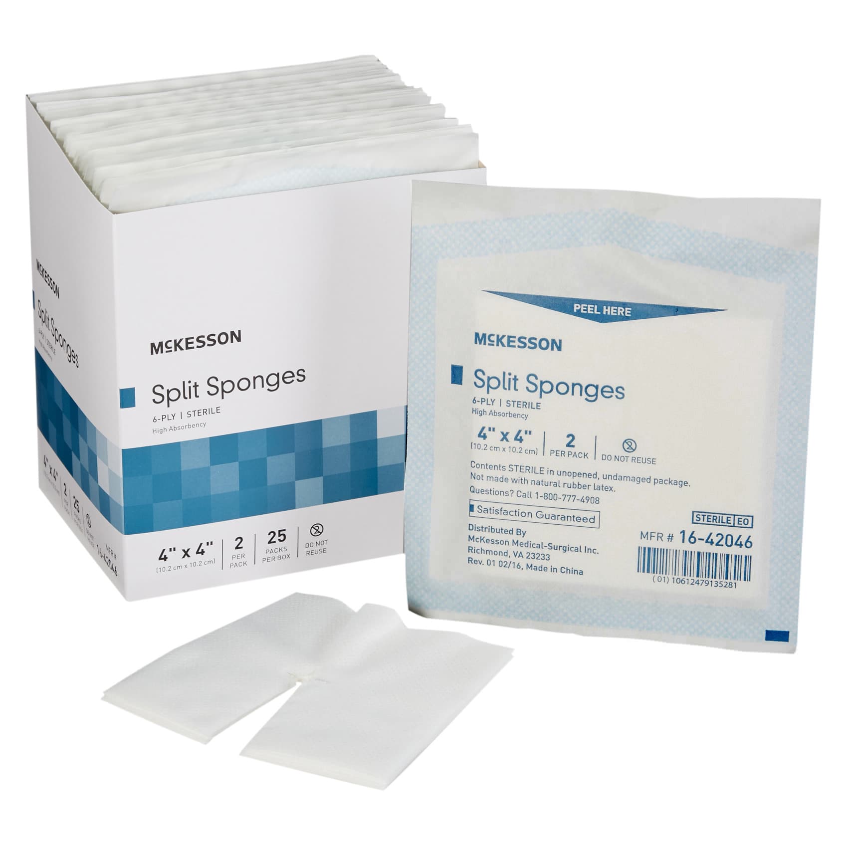 McKesson Polyester-Rayon High Absorbent Split Sponge, 4 x 4 Inch - Case of 600 - Image 1