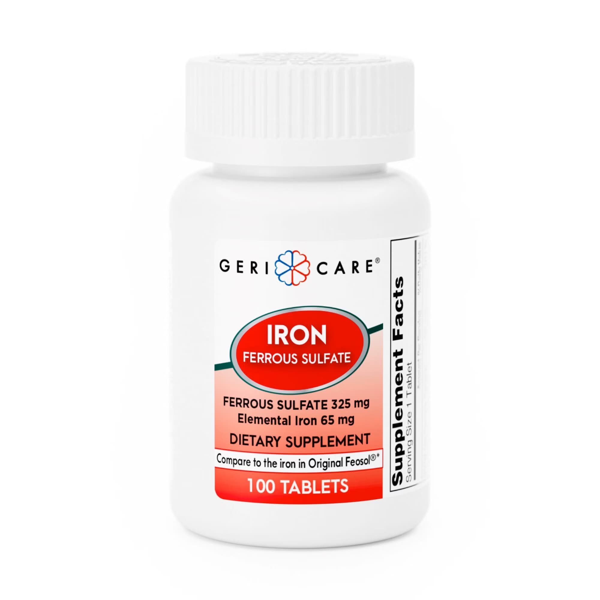 Geri-Care Iron Ferrous Sulfate Supplement Tablet, 325 mg - Case of 1200 - Image 1