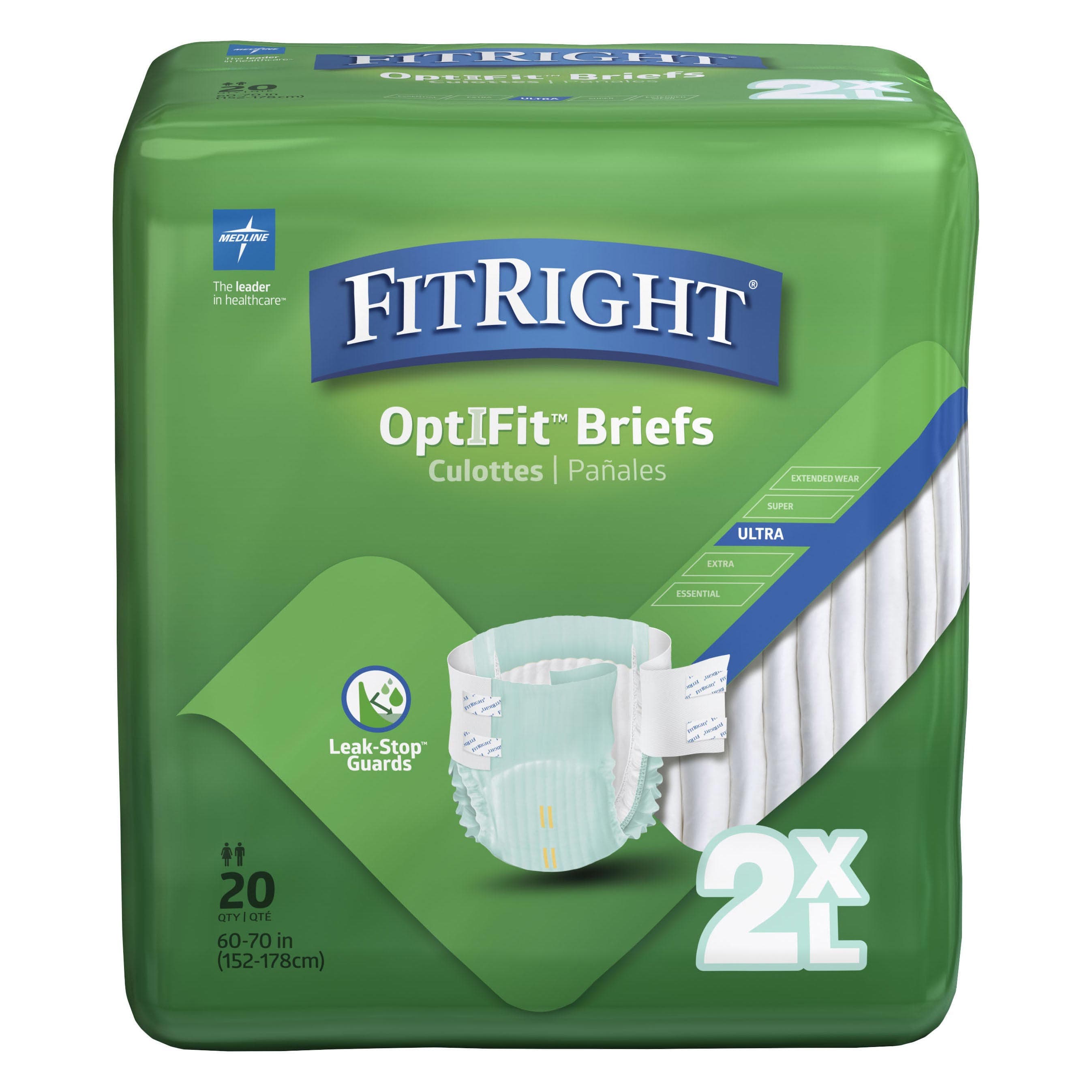 FitRight OptiFit Ultra Disposable Briefs, 2XLarge - Case of 80 - Image 1