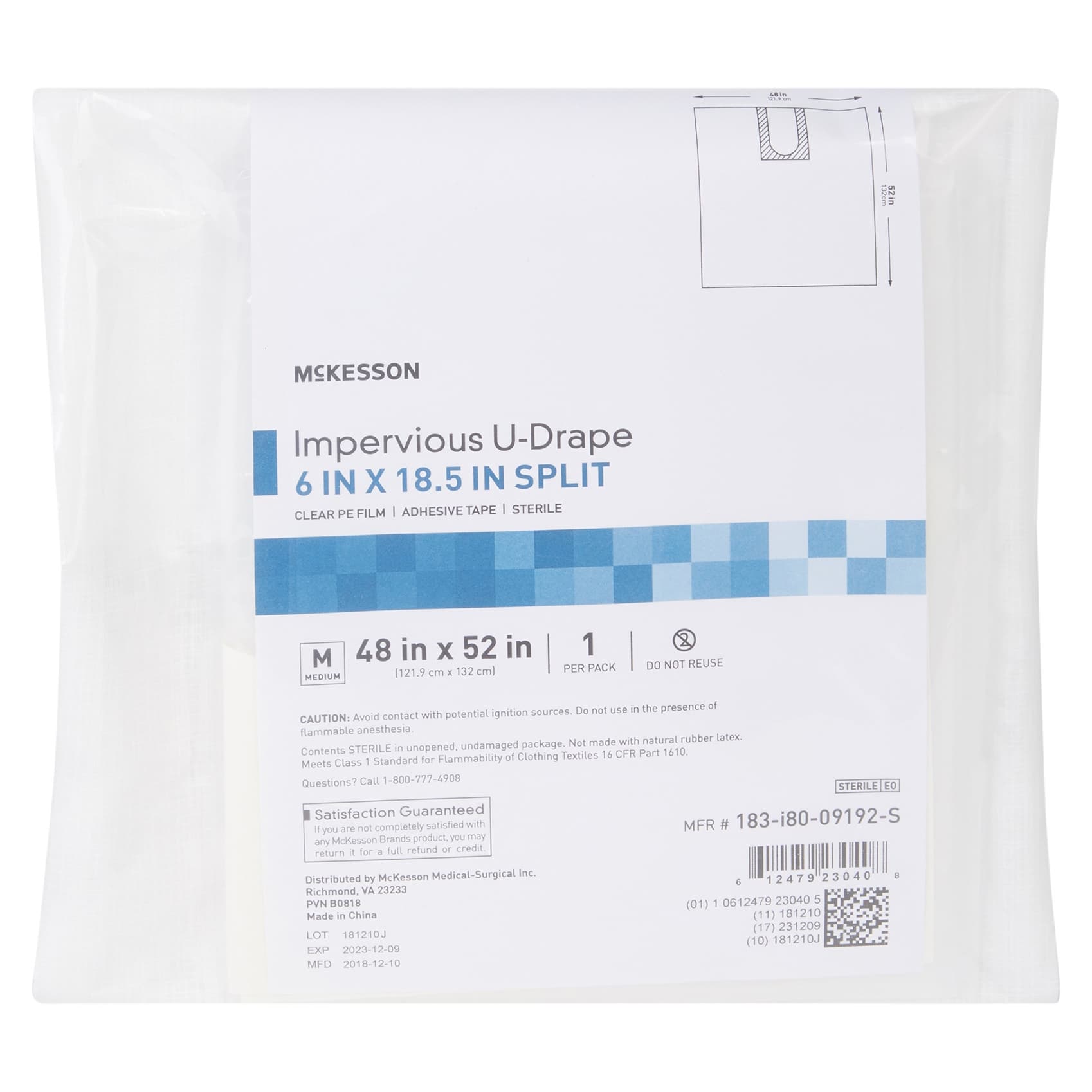 McKesson Orthopedic Impervious U-Drape