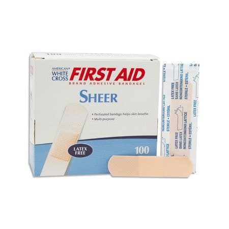 Dukal American White Cross Sheer Strip, Tan, 3/4 x 3 Inch - Box of 100 - Image 1