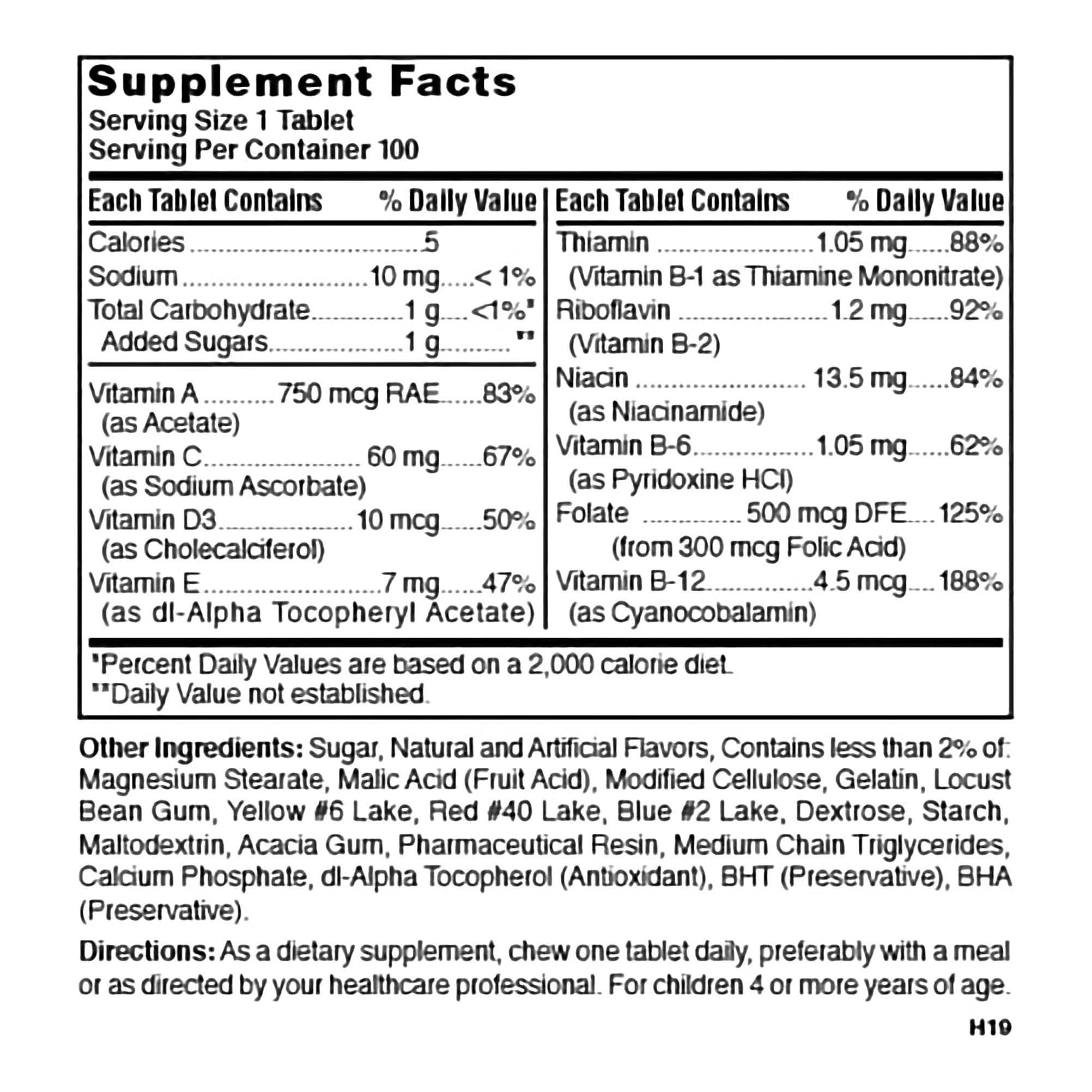 Nature's Blend Pediatric Chewable Multivitamin Tablet, Assorted Fruit Flavors - Bottle of 100 - Image 3
