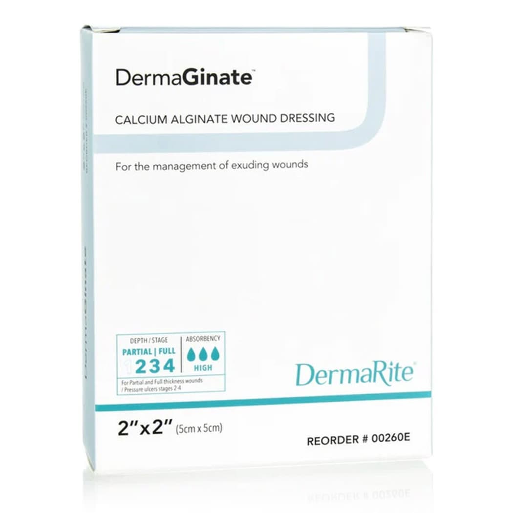 DermaGinate Calcium Alginate Wound Dressing, 2 x 2 Inch - Box of 10 - Image 1