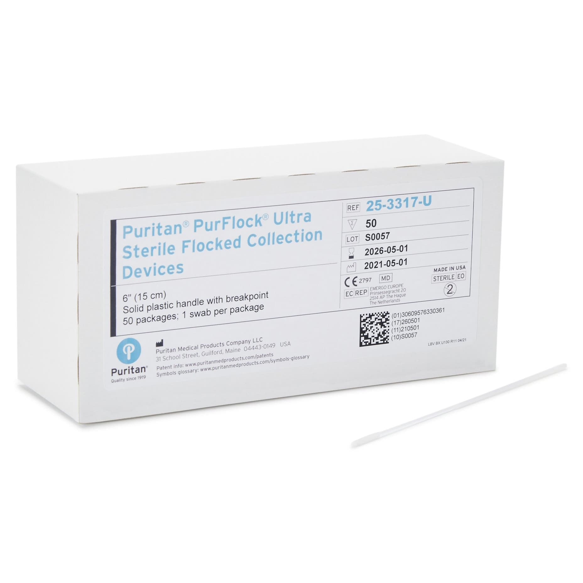 PurFlock Ultra Sterile Ultrafine Flock Swab, 6 Inch - Box of 50 - Image 1