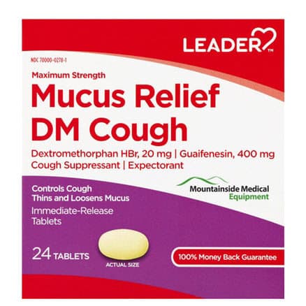 Leader Mucus Relief DM Cough Medicine Maximum Strength Tablets, 24 Count - Image 3