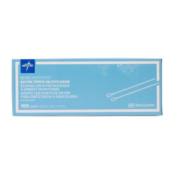 Medline Rayon Tip Obstetrics and Gynecology Swabs, Non-Sterile - Box of 100 - Image 1