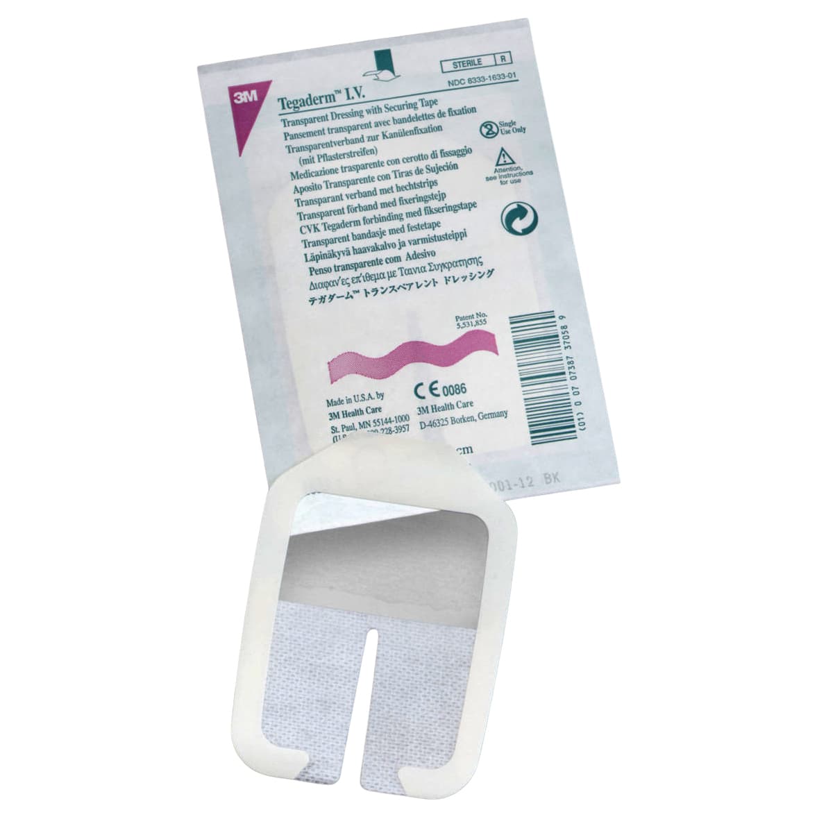 3M Tegaderm IV Transparent Adhesive Film Dressing with Border, 2-3/4 x 3-1/4 Inch - Box of 100 - Image 1