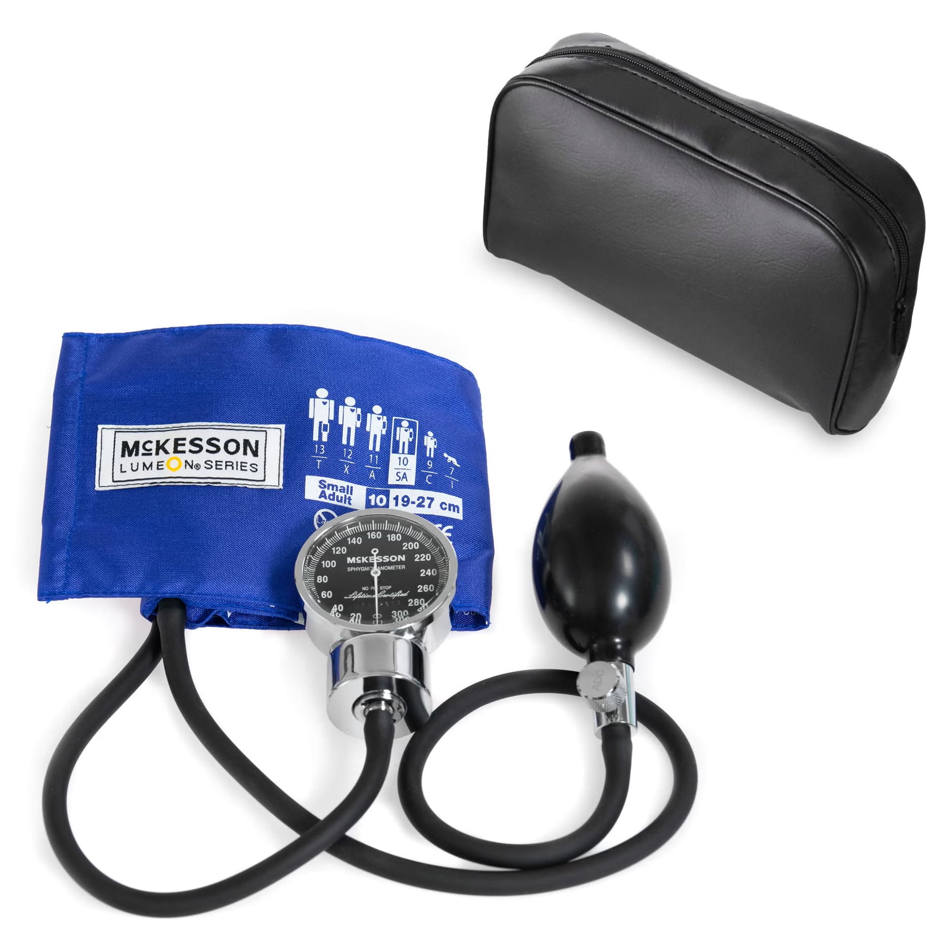 McKesson 2-Tubes Aneroid Sphygmomanometer with Cuff, Small Royal Blue Cuff - Image 1