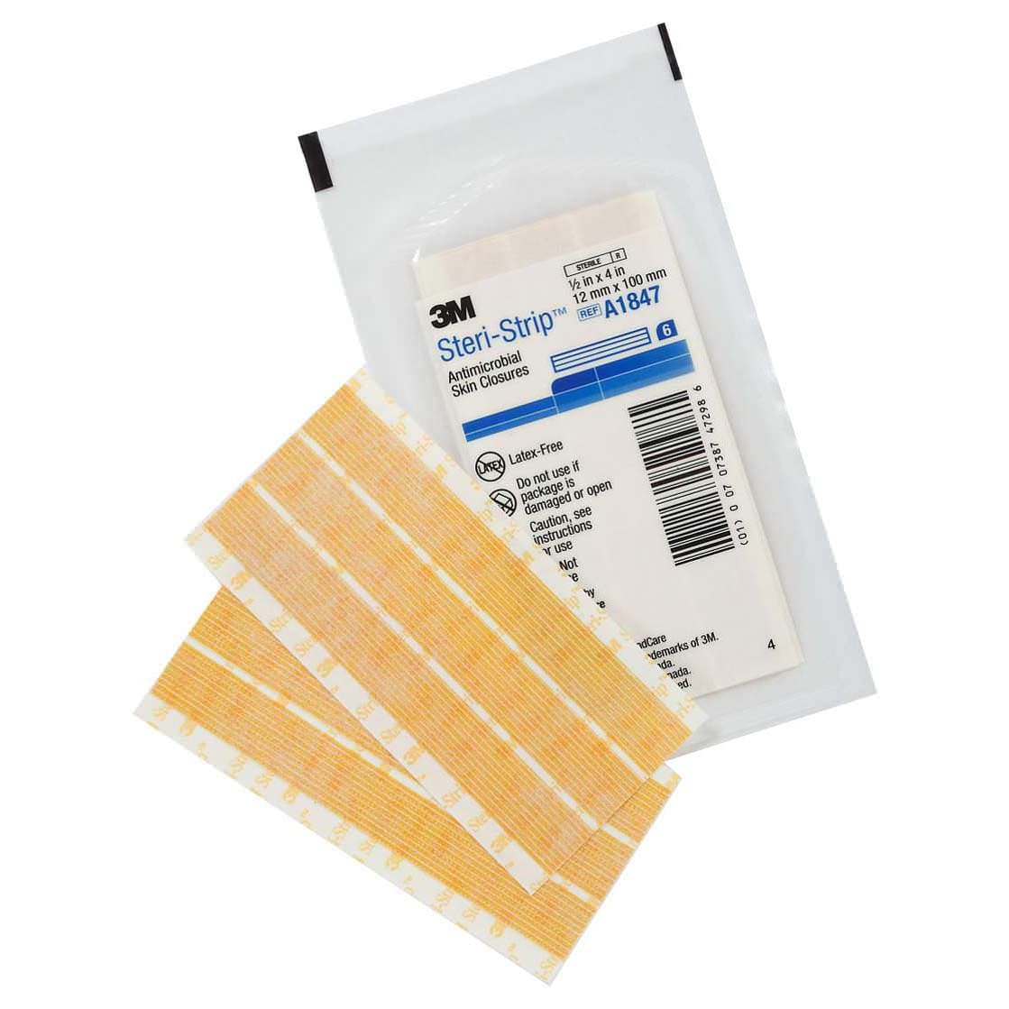 3M Steri-Strip Antimicrobial Skin Closure Strip, 4" x 1/2" - Each - Image 1