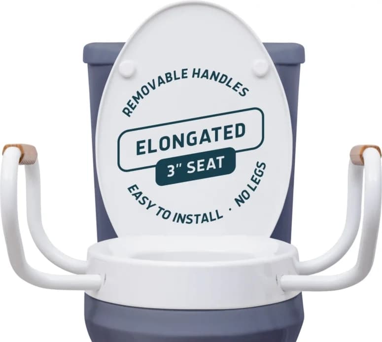 Lunderg Raised Toilet Seat with Arms for Elongated Toilets - Image 1