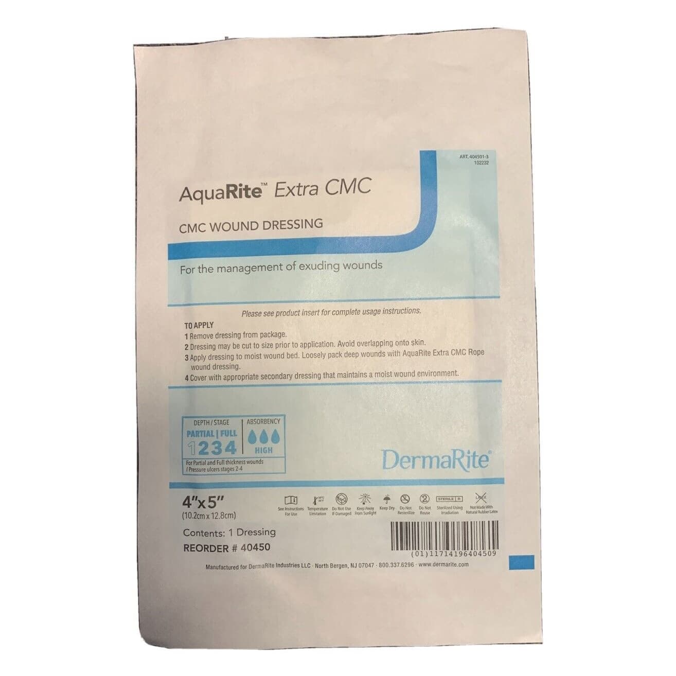 AquaRite Extra CMC Cellulose Dressing, 4 X 5 Inch - Each - Image 1
