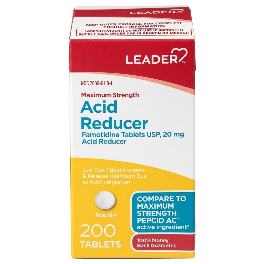Leader Acid Reducer, Maximum Strength Tablets, 20 mg, 200 Count - Each
