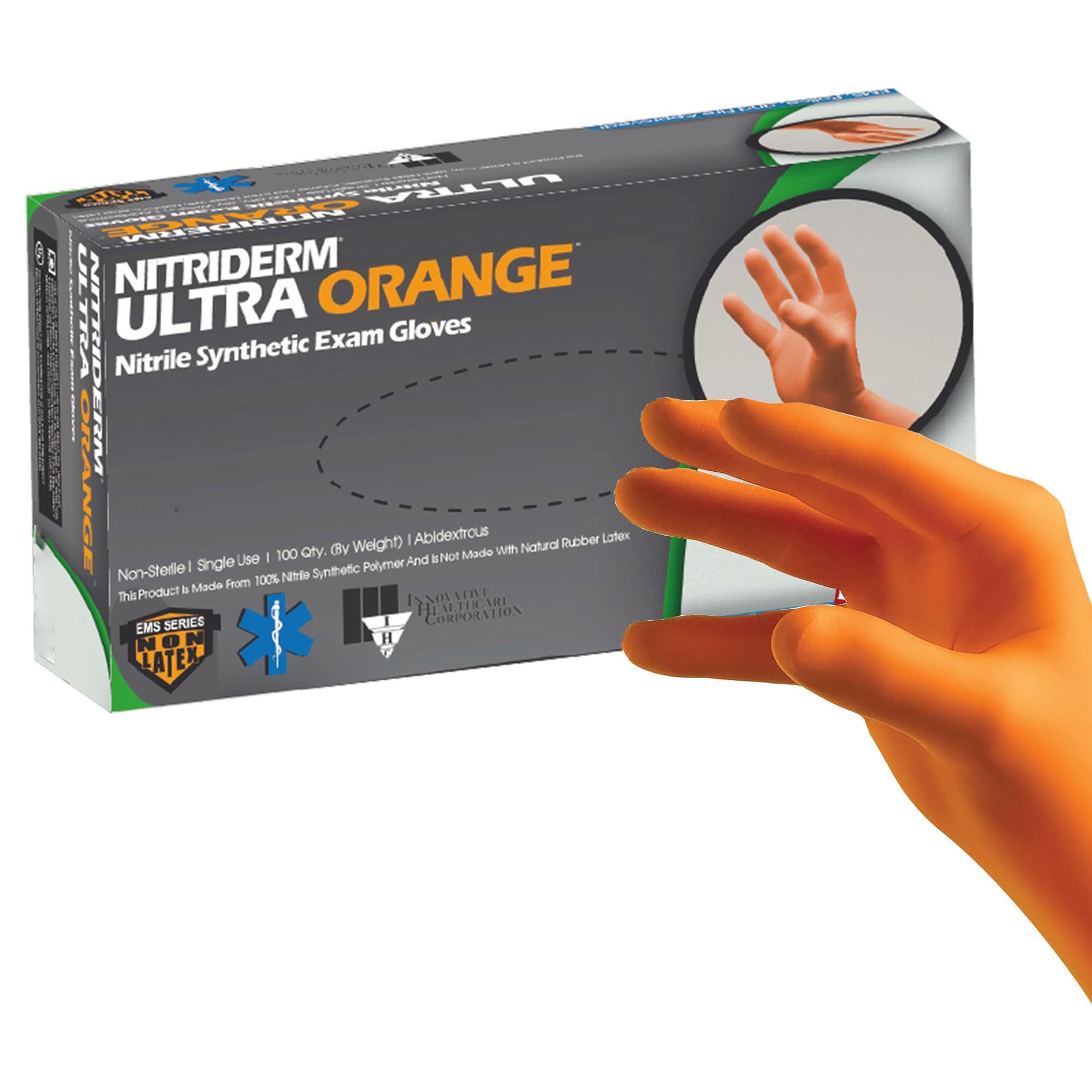 NitriDerm Ultra Orange Nitrile Exam Gloves - Image 2