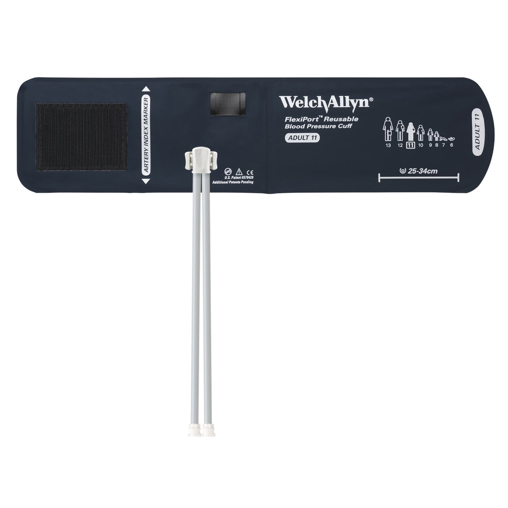 Welch Allyn FlexiPort Reusable Blood Pressure Arm Cuff, Locking Type Connector, Adult