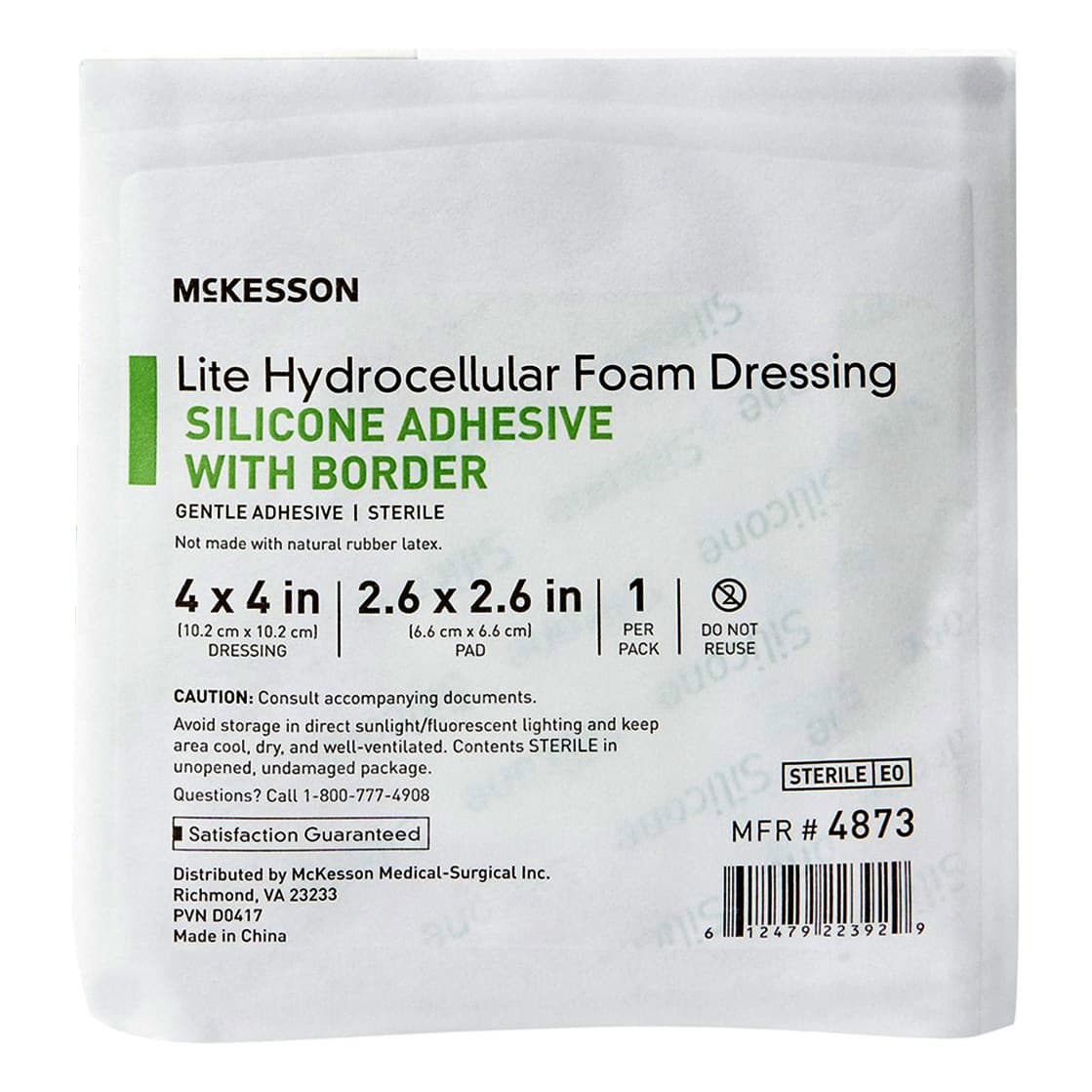 McKesson Lite Thin Silicone Foam Dressing, 4 x 4 Inch, 2-3/5 x 2-3/5 Inch Pad, Silicone Gel - Each - Image 1