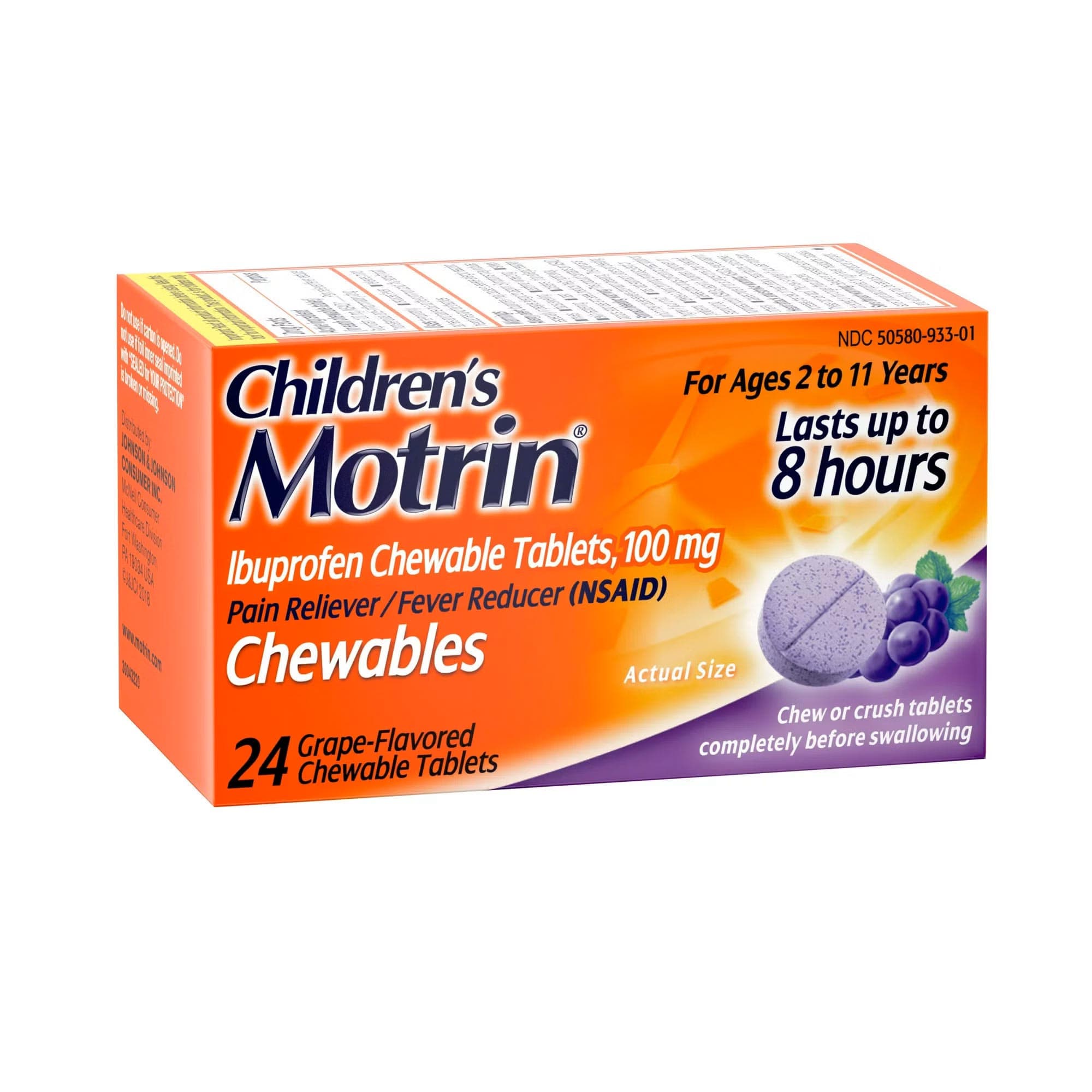 Motrin Children'S Pain Relief Chewable Tablet, Grape Flavor - Image 1