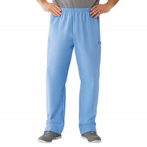 AngelStat Unisex Elastic Waist Petite Inseam Cargo Scrub Pants, Ceil Blue, Large - Image 1