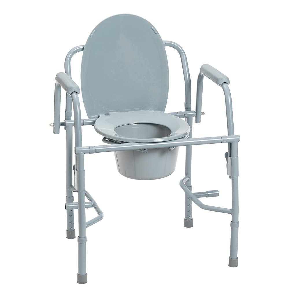 Drive Deluxe Steel Drop-Arm Commode Without Padded Seat - Image 1