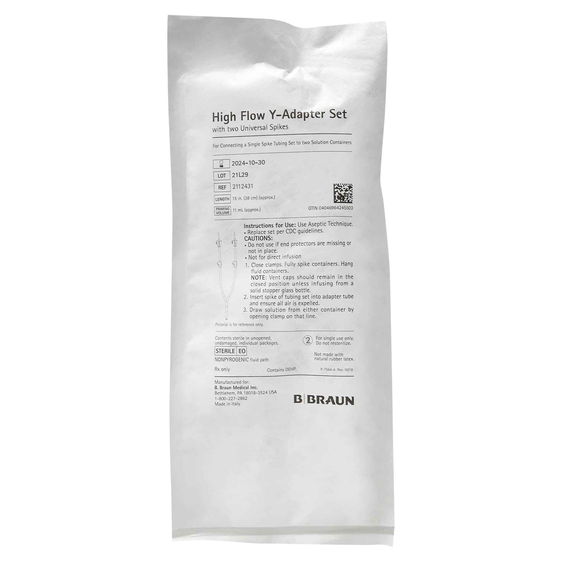 Pinnacle High Flow Y-Adapter, Rubber Latex-Free - Case of 20 - Image 2