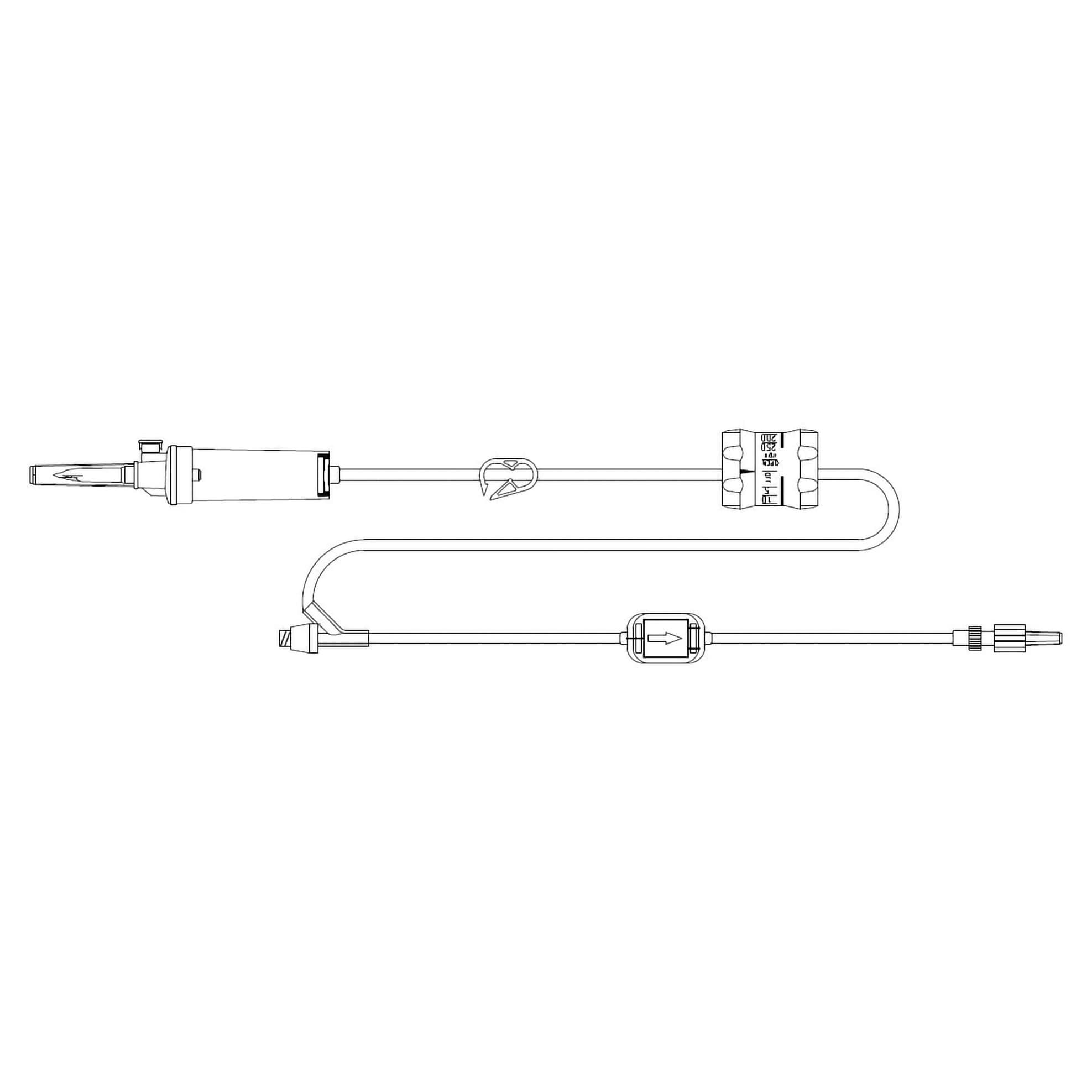 MedStream Primary IV Administration Set with 0.2 Micron Filter, 28.58 mL, 85 Inch - Case of 300 - Image 1