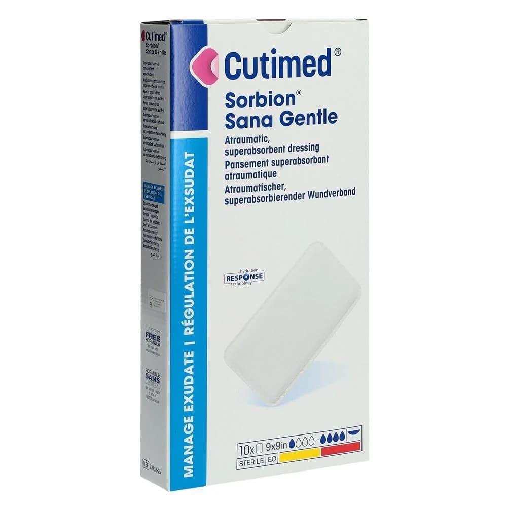 Cutimed Sorbion Sana Gentle Wound Dressing, 9 x 9 Inch - Box of 10 - Image 1