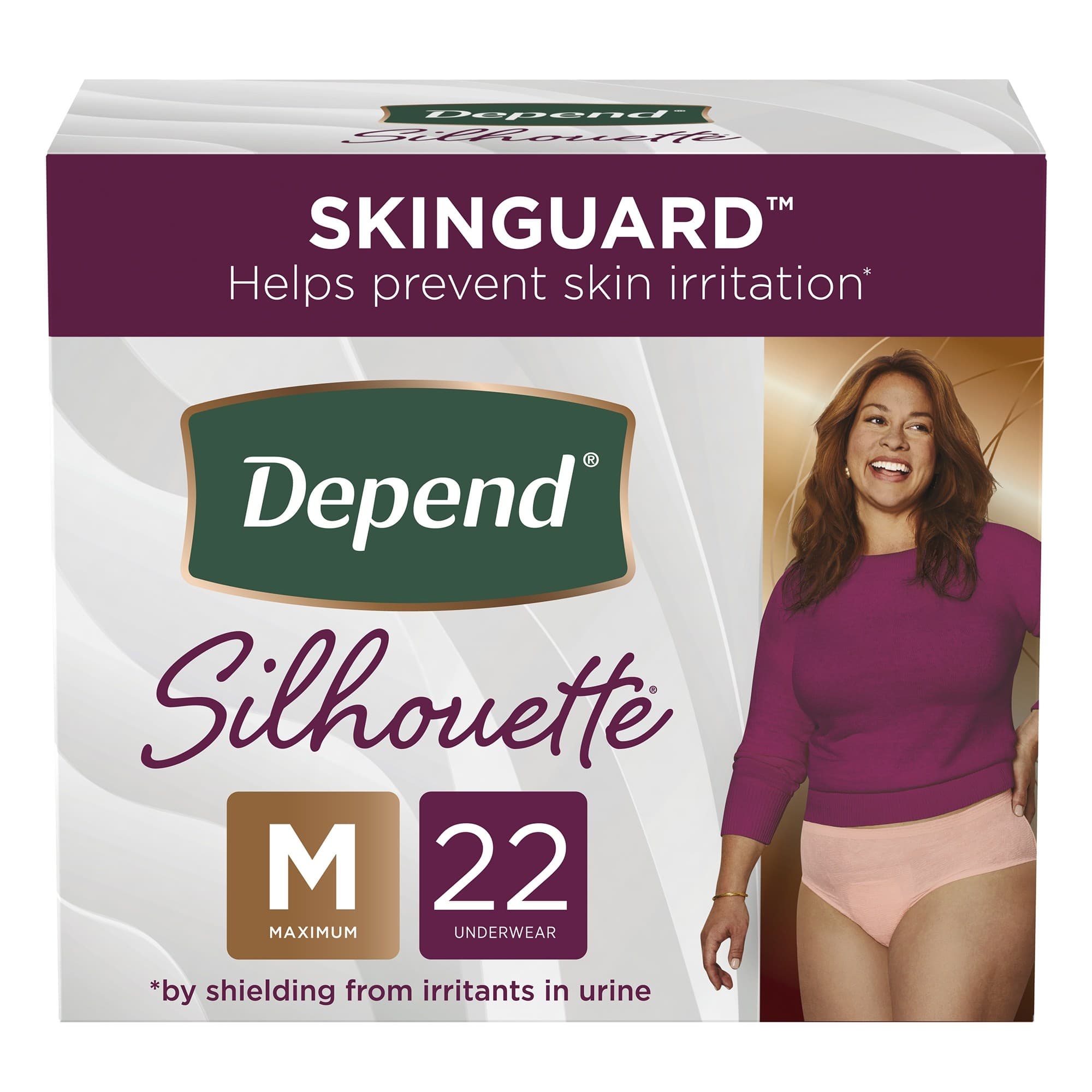 Depend Silhouette Medium Female Absorbent Underwear, Pink - Package of 22 - Image 1
