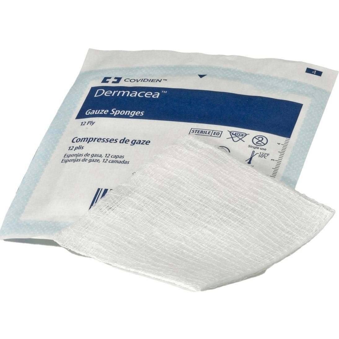 Covidien Dermacea Gauze Sponge, 12-Ply, 3 x 3 Inch, Sterile - Each - Image 1