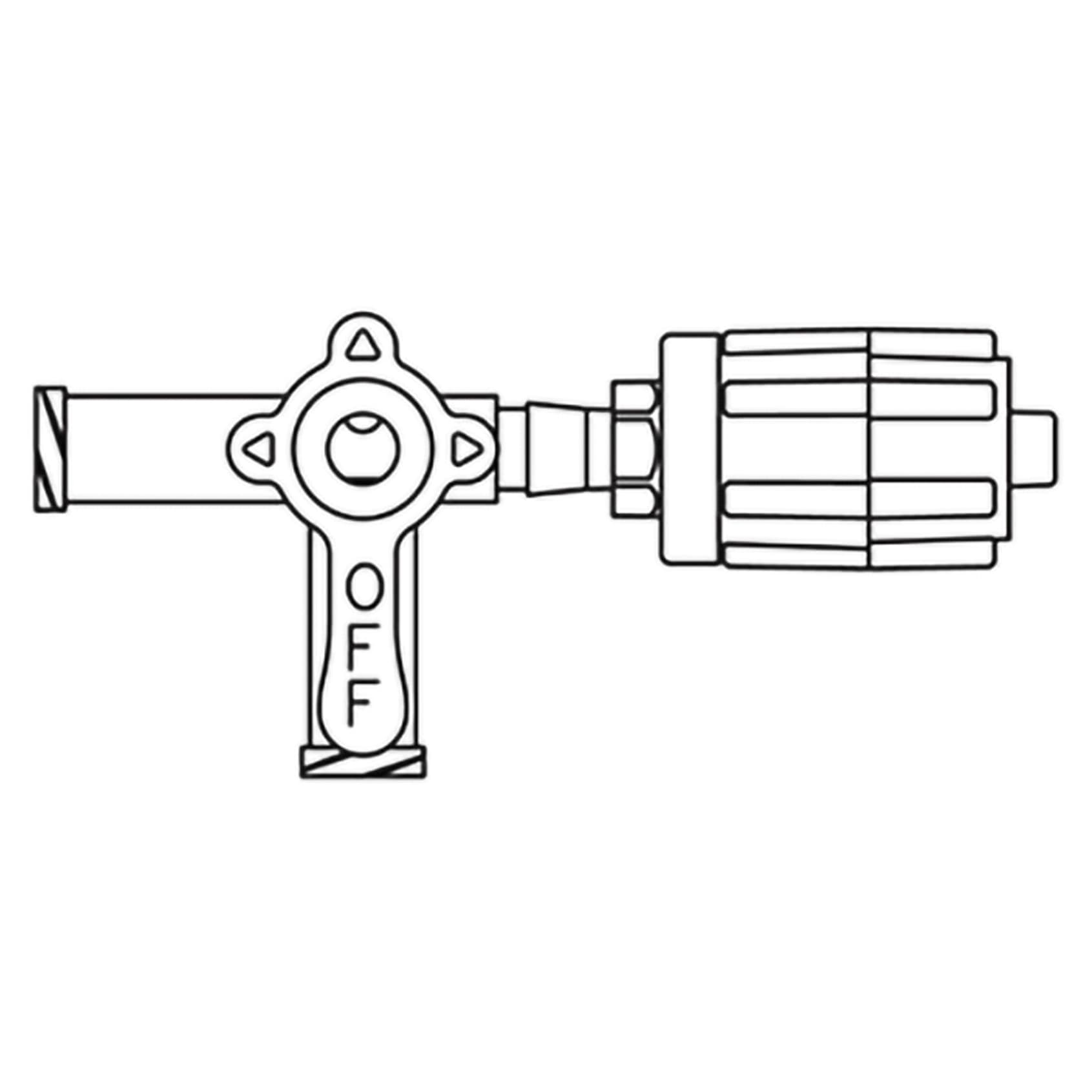 ICU Medical 700 psi three-way stopcock with male rotator, OFF handle - Image 1