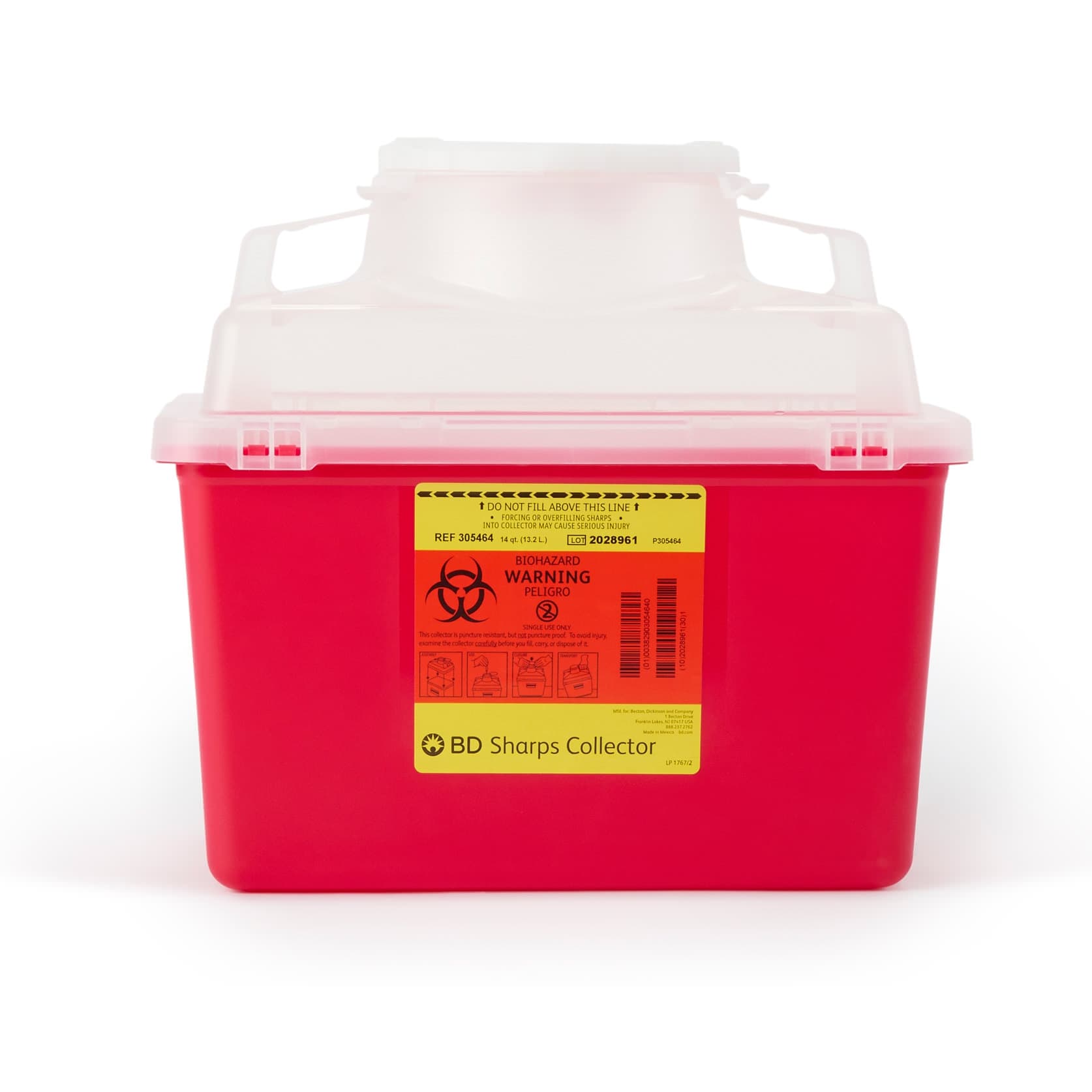 BD Multi-Use Nestable Sharps Collector, 60 mL Funnel, 14 Quart - Each - Image 1