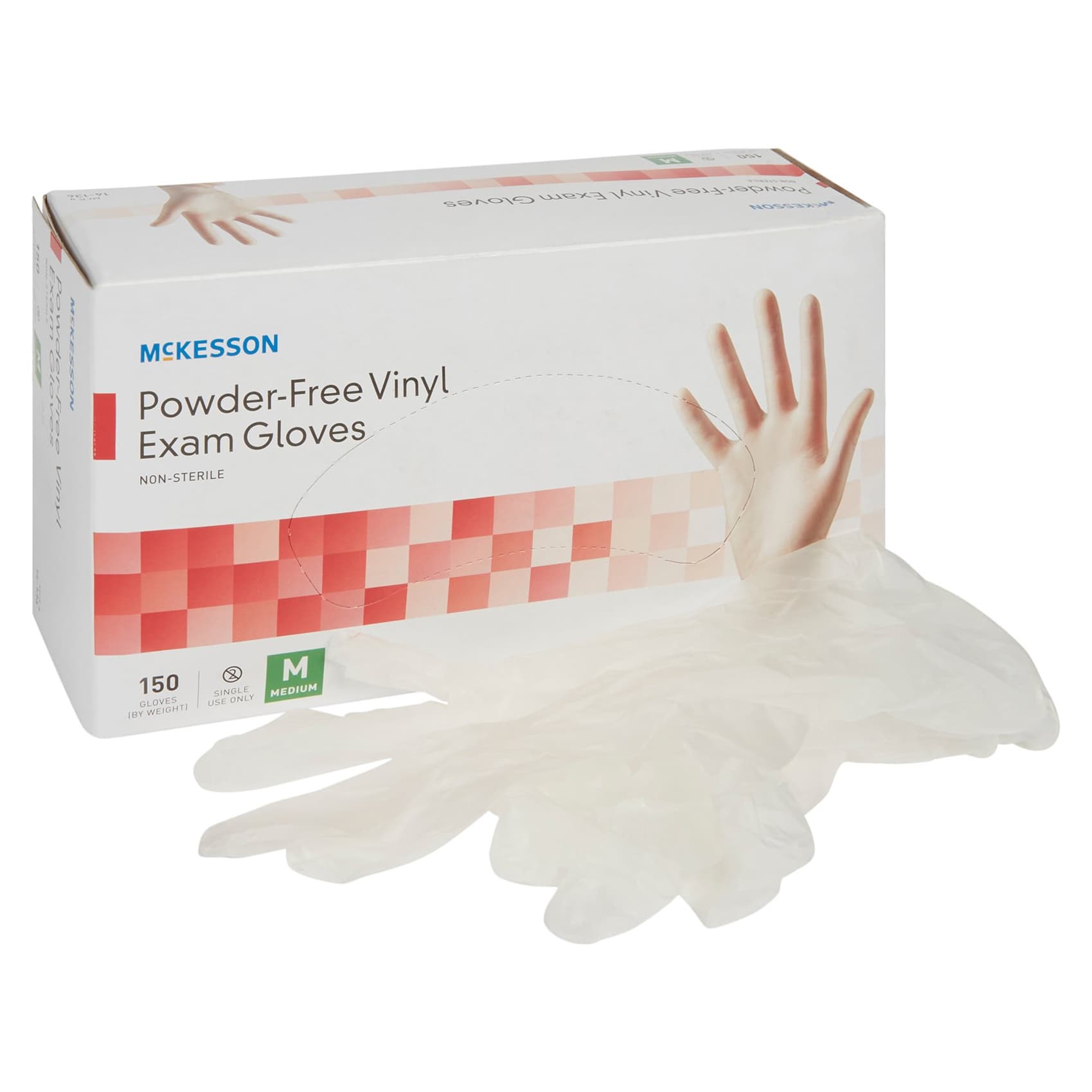 Mckesson Vinyl Powder Free Exam Gloves, NonSterile, Clear, Medium - Box of 150 - Image 1