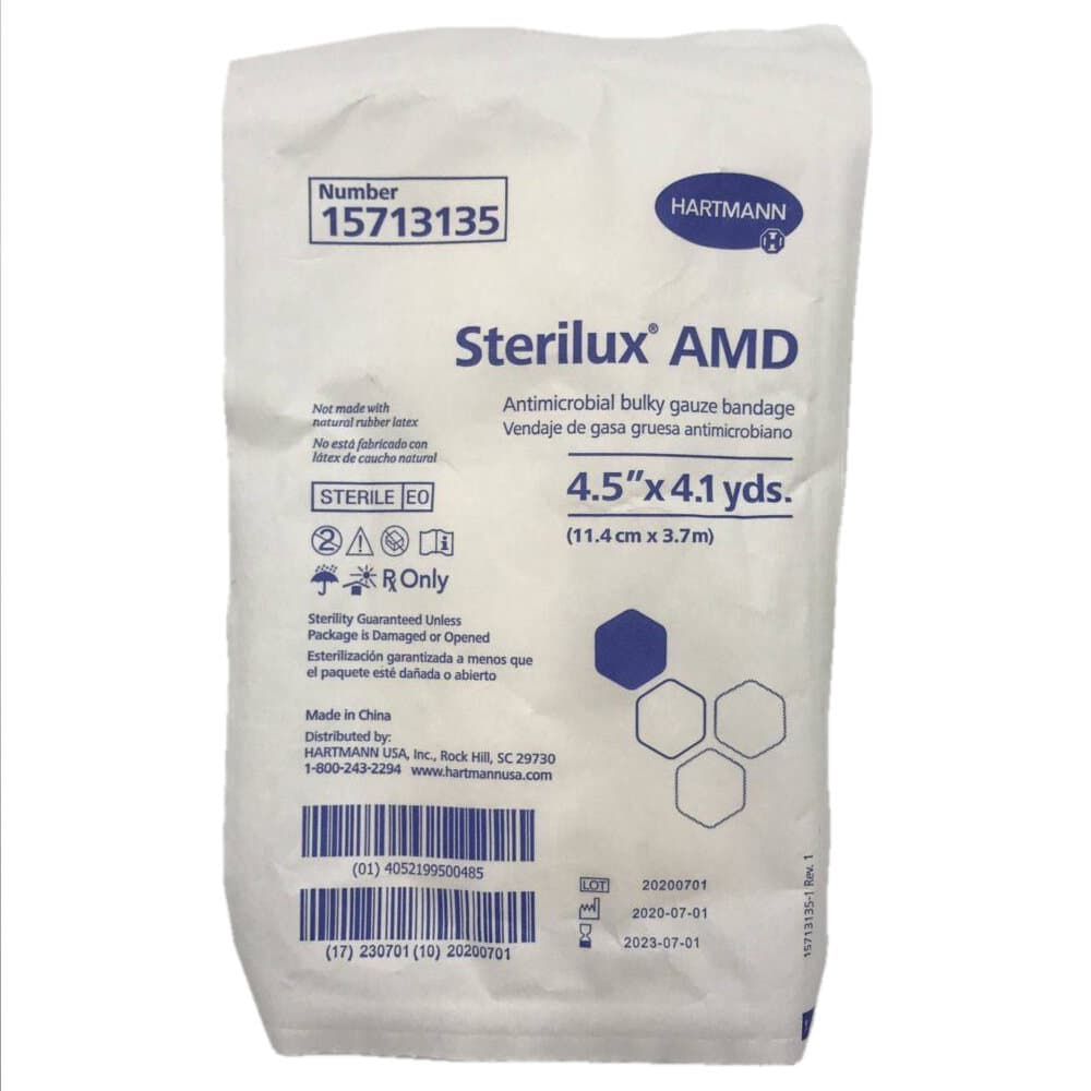 Sterilux AMD Antimicrobial Fluff Gauze Bandage Roll, 4-1/2 Inch x 4.1 Yard - Case of 120 - Image 1