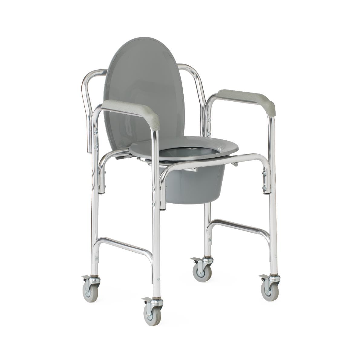 Medline Aluminum Elongated Commode, 4 Locking Casters - Image 3