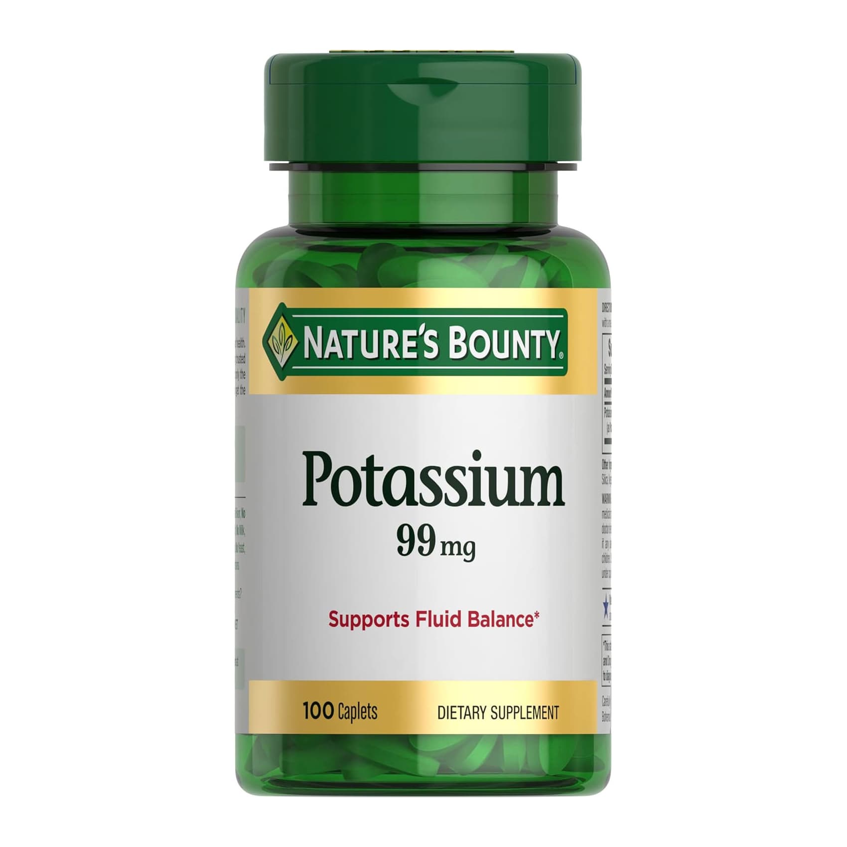 Nature's Bounty Potassium Caplets, 99 mg - Bottle of 100 - Image 1