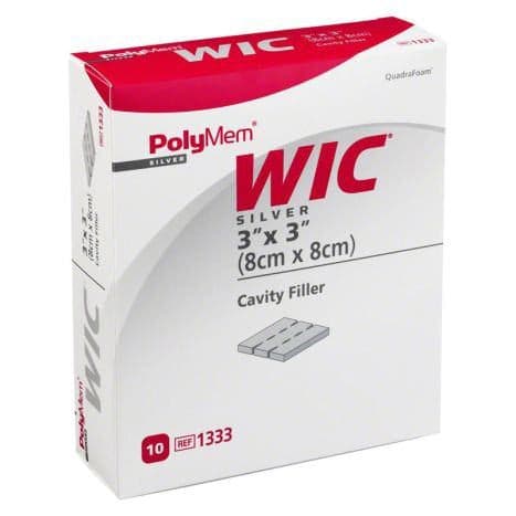 PolyMem WIC Silver Cavity Wound Filler, 3 x 3 Inch - Box of 10 - Image 1