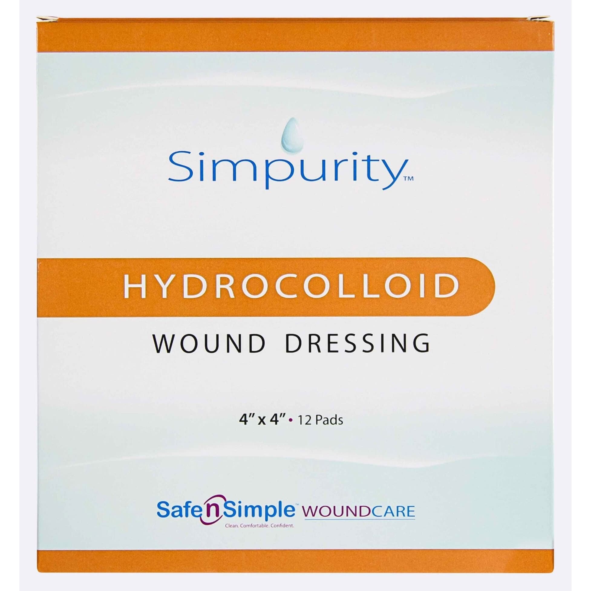 Simpurity Hydrocolloid Wound Dressing, 4 x 4 Inch - Box of 12 - Image 1