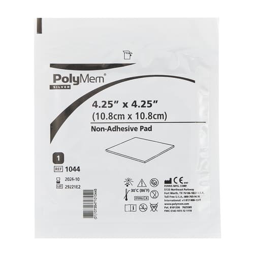 Polymem Silver Non-Adhesive Foam Pad Dressing, 4.25 x 4.25 Inch - Each - Image 1