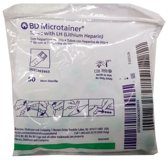 BD Microtainer Capillary Blood Collection Tube with Lithium Heparin Additive - Image 2