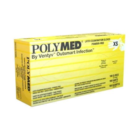 Polymed Latex Exam Gloves, X-Small - Box of 100 - Image 1