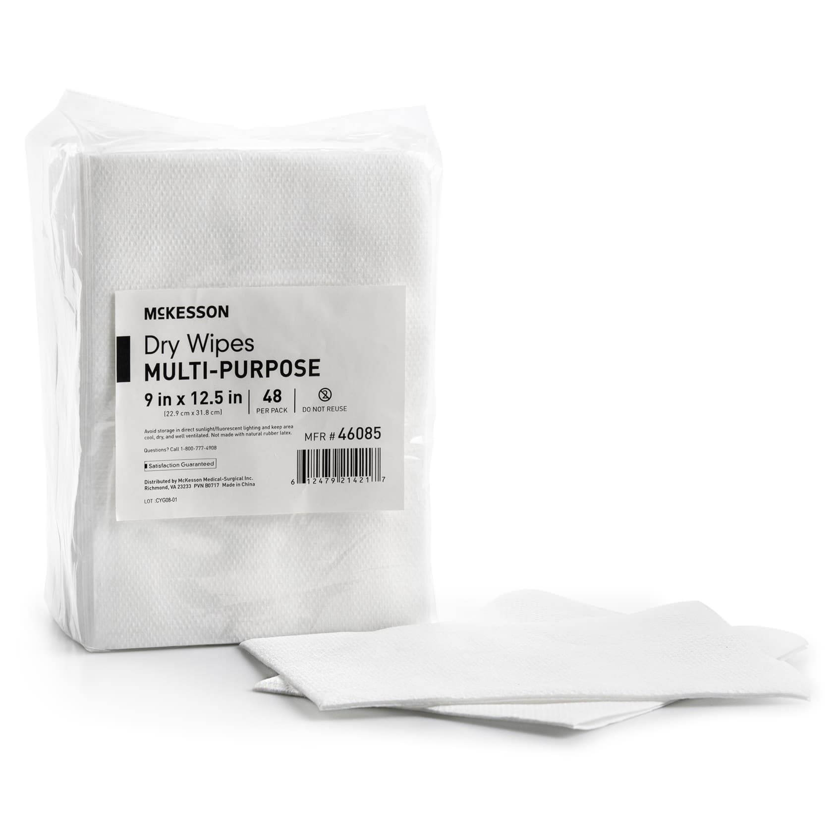 McKesson Task Wipe Poly Pack, 9 x 12-1/2 Inch - Package of 48 - Image 1