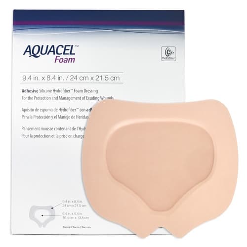 Aquacel Silicone Foam Dressing Film Backing Tan Sacral Sterile, 8 X 9 Inch - Each - Image 1