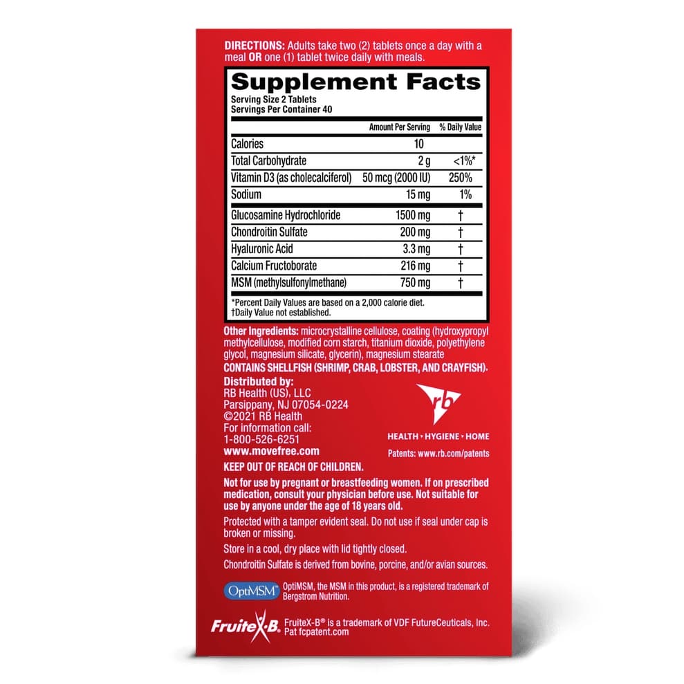 Move Free Advanced MSM + Vitamin D3 Glucosamine Chondroitin Joint Supplement - Image 3