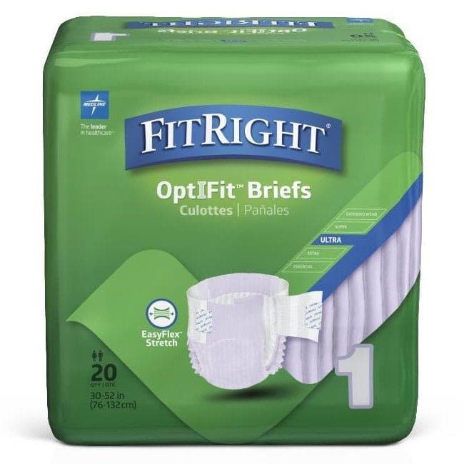FitRight OptiFit Stretch Ultra Incontinence Briefs, Size 1 - Bag of 20 - Image 1
